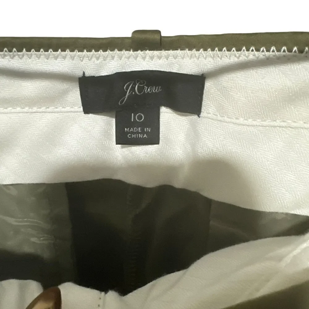 J.Crew Full-length stretch sateen pant (Olive Green)